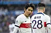 Paris Saint-Germain's Lee Kang-in reacts during a Ligue 1 match against Le Havre AC at The Stade Oceane in Le Havre, France on Dec. 3, 2023. The PSG players wore jerseys written in hangul for the match. [AFP/YONHAP]
