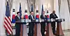 From left; South Korean Defense Minister Kim Yong-hyun, Foreign Minister Cho Tae-yul, U.S. Secretary of State Antony Blinken and U.S. Defense Secretary Lloyd Austin, attend a press conference at the State Department on Thursday. [YONHAP]