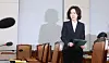 Lee Jin-sook, nominee for education minister, rises from her seat after finishing remarks at a confirmation hearing before the National Assembly in western Seoul on July 16. [YONHAP]