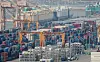 Containers are stacked at a port in in Pyeongtaek, Gyeonggi, on March 14. [NEWS1]