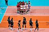 The South Korean women's volleyball team, front, reacts after losing a Pool E game at the Hangzhou Asian Games 3-0 to China at Hangzhou Normal University Cangqian Gymnasium in Hangzhou, China on Wednesday. [NEWS1]
