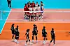 The South Korean women's volleyball team, front, reacts after losing a Pool E game at the Hangzhou Asian Games 3-0 to China at Hangzhou Normal University Cangqian Gymnasium in Hangzhou, China on Wednesday. [NEWS1]