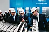 This photo, provided by Doosan Enerbility, shows Czech President Petr Pavel, center, inspecting a steam turbine unit at Doosan Skoda Power in Plzen, Czech Republic, on March 26. [YONHAP]