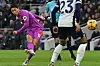 Wolverhampton Wanderers forward Hwang Hee-chan shoots during a Premier League match against Tottenham Hotspur at Tottenham Hotspur Stadium in London on Dec. 29, 2024. [AFP/YONHAP]