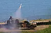 A Spike anti-tank missile is fired from Yeonpyeong Island during the South Korean Marine Corps' first live-fire artillery exercise in seven years near the Northern Limit Line on June 26. [YONHAP]