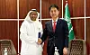 Jamal Abdulrahman Omar, senior vice president of Marafiq, left, and Sohn Seung-woo, head of the Power Services Business Group at Doosan Enerbility, pose for a photo after signing a fuel conversion contract for the Yanbu 2 power plant in Jubail, Saudi Arabia, on April 27. [DOOSAN ENERBILITY]
