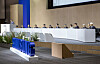 Samsung Electronics CEO Kyung Kye-hyun, far right, speaks to the shareholders at the company's shareholders' meeting held at its heaquarters in Suwon, Gyeonggi, on Wednesday. [SAMSUNG ELECTRONICS]