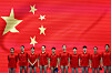 Chinese athletes line up before events at the World Aquatic Championships at OCBC Aquatic Centre in Singapore on July 11. [REUTERS/YONHAP]