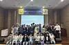 Ellada Charatsidou, center in the second row, poses for a photo with participants of an event held at Hankuk University of Foreign Studies' Yongin campus to celebrate the World Greek Language Day. [ELLADA CHARATSIDOU]