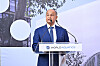 Husain Al-Musallam, president of World Aquatics, delivers his speech during the cornerstone laying of the World Aquatics' new headquarters in Budapest, Hungary, on Oct. 7. [EPA/YONHAP]