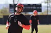 Kia Tigers hitter Patrick Wisdom practices base running during the first spring training camp held in California on Feb. 10. [YONHAP]