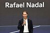 Rafael Nadal delivers opening remarks at a partnership extension event held at Kia Unplugged Ground in eastern Seoul on Oct. 23. [YONHAP]