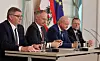 Austria's Chancellor Christian Stocker, Interior Minister Gerhard Karner, State Secretary Sepp Schellhorn and State Secretary Joerg Leichtfried address a press conference in Vienna, Austria, on March 12. [REUTERS/YONHAP]