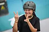Kusaki Hinano of Japan reacts during the skateboarding women's park final at the 19th Asian Games in Hangzhou, China on Monday. [XINHUA/YONHAP]