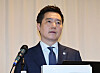 Hoverlab host Kim Se-eui attends a press conference at Space Square in Gangnam District, southern Seoul, on May 7. [NEWS1]