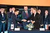 From left, Hanwha Aerospace CEO Son Jae-il, Polish Deputy Prime Minister and Minister of National Defence Władysław Marcin Kosiniak-Kamysz and WB Group Chairman Piotr Wojciechowski attend the signing of an agreement to establish a Polish-Korean special purpose vehicle to produce ammunition for HOMAR-K launchers and develop new missiles, during MSPO 2025 in Kielce, Poland, on Sept. 2. [HANWHA AEROSPACE]
