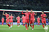 Korea celebrate during a 2026 World Cup qualifier against Kuwait at Jaber Al-Ahmad International Stadium in Kuwait on Thursday. [NEWS1]