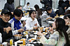 Kyung Hee University students eat the 1,000 won ($0.75) breakfast offered at its university cafeteria in March last year [NEWS1]