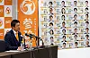 Japan's Sanseito party leader Sohei Kamiya speaks to the members of the media on the day of upper house election, at the party's headquarters in Tokyo, Japan on July 20. [REUTERS/YONHAP]
