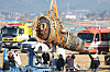 An engine of Jeju Air's crashed Boeing 737-800 is transported by a crane at Muan International Airport in South Jeolla on Jan. 3. [NEWS1]