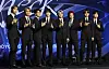 Members of boy band NCT 127 pose for photos during a press conference held on Friday at the Conrad Seoul hotel in western Seoul for its fifth full-length album ″Fact Check.″ [NEWS1]