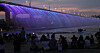 People watch the water fountains from Banpo Bridge on Aug. 15. [YONHAP]