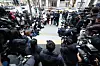 Attorney Bu Ji-seok from Law Firm Buyou, Kweon Young-chan, a former comedian who began a group named the Korea Celebrity Suicide Prevention Organization, and YouTube channel Hoverlab operator Kim Se-ui hold a press conference on March 17 in front of the Seoul Metropolitan Police Agency in central Seoul, criticizing YouTuber Lee Jin-ho, actor Kim Soo-hyun and reporters from SBS as well as the news outlet Dispatch for defaming the late actor. [YONHAP]