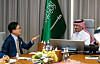 CJ Group Chairman Lee Jae-hyun, left, talks with Saudi Minister of Tourism Ahmed Al-Khateeb in Riyadh on Sept. 4. [CJ GROUP]
