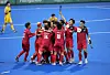 Korean hockey players celebrate after defeating China in the men's hockey bronze medal match at the Hangzhou Asian Games in Hangzhou, China on Friday. [AP/YONHAP]