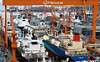 A large crane and a vessel under construction are seen at Hanwha Ocean’s Geoje shipyard in Geoje, South Gyeongsang, on Oct. 30. [NEWS1]