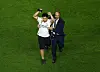A pitch invader is apprehended by security at Lincoln Financial Field in Philadelphia, Pennsylvania on June 26. [REUTERS/YONHAP]