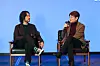 Lee Kwon, co-director of the streaming platform’s action series “A Shop for Killers,” left, and Shin Yeon-shick, director of Disney+’s upcoming series “Uncle Samsik,” speak to the press at JW Marriott Hotel Dongdaemun Square in central Seoul on Tuesday. [WALT DISNEY COMPANY KOREA]