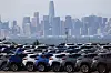New vehicles are pictured at a parking lot in the Port of Richmond, as trade tensions escalate over U.S. tariffs with China, in San Francisco on April 11. [REUTERS/YONHAP]