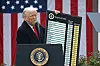 U.S. President Donald Trump announces reciprocal tariffs as he holds a chart of ″worst offenders,″ placing Korea at the 7th place, during an event in the Rose Garden entitled ″Make America Wealthy Again″ at the White House in Washington on April 2. [AFP/YONHAP]