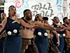The Māori performance group Hiwa presents a kapa haka performance during a special event marking the exhibition 'MANA MOANA - Arts of the Great Ocean, OCEANIA' at the National Museum of Korea in Yongsan District, central Seoul, on May 26. [NEWS1]