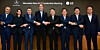 From left: Kürsat Kartal, head of research and development at Mercedes-Benz Korea; Ida Wolfe, head of corporate office at Mercedes-Benz; Mathias Vaitl, CEO of Mercedes-Benz Korea; Ola Källenius, chairman of Mercedes-Benz; Cho Joo-wan, CEO of LG Electronics; Jeong Cheol-dong, CEO of LG Display; Kim Dong-myung, CEO of LG Energy Solution; and Moon Hyuk-soo, CEO of LG Innotek meet at the LG Twin Towers in Yeouido, western Seoul, on Nov. 13 to discuss expanding collaboration in the automotive components sector. [LG ELECTRONICS]