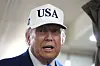President Donald Trump speaks to reporters on board Air Force One on its way from Joint Base Andrews, Md., to Morristown Municipal Airport in Morristown, N.J., Friday, June 6, 2025. [AP/YONHAP]