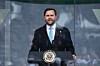 U.S. Vice President JD Vance speaks at a rally in Washington on Jan. 23. [AP/YONHAP]
