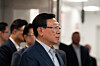 Lotte Group Chairman Shin Dong-bin inspects the ADC production facility at Lotte Biologics’ Syracuse bio campus in New York on Oct. 5. [LOTTE GROUP]