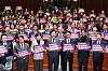 Lawmakers from the liberal Democratic Party (DP) call for a special counsel probe into first lady Kim Keon Hee and an explanation from President Yoon Suk Yeol for the presidential couple's ties to self-proclaimed political broker Myung Tae-kyun during a gathering of DP members at the National Assembly in Yeouido, western Seoul, on Monday. [YONHAP]