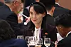 Kim Yo-jong, sister of North Korean leader Kim Jong-un, attends a reception in the Great Hall of People following a military parade marking the 80th anniversary of victory over Japan and the end of World War II in Beijing on Sept. 3. [AFP/YONHAP]