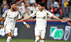Los Angeles FC forward Son Heung-min, right, celebrates scoring during an MLS match against Real Salt Lake at America First Field in Sandy, Utah on Sept. 17. [AFP/YONHAP]