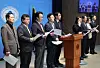 Conservative People Power Party lawmakers hold a press conference at the National Assembly in western Seoul and announce to file complaint against Oh Dong-woon, chief of the Corruption Investigation Office For High-ranking Officials, this month. [YONHAP]