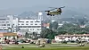 A helicopter maneuvers at Camp Humphreys in Pyeongtaek, Gyeonggi on Aug. 12. [NEWS1]