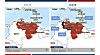 This image provided by Seoul's Ministry of Foreign Affairs shows Venezuela under a Level 3 travel advisory in red on the left, and the parts of the country under a new travel ban in black on the right [MINISTRY OF FOREIGN AFFAIRS]