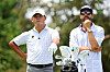 Korea's Kim Si-woo, left, looks on from the second tee during the third round of the Memorial Tournament presented by Workday at Muirfield Village Golf Club on June 8 in Dublin, Ohio. [GETTY IMAGES]