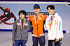 Korean short track speed skater Jang Sung-woo at the awards ceremony after the men's 1500m final A at the ISU Short Track World Tour 2024/2025 in Milan on Feb. 15. [XINHUA/YONHAP]