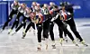 Speed skater Rim Jong-un, center front, is seen training at the Jincheon National Training Center in Jincheon, North Chungcheong, on Jan. 7. [YONHAP]