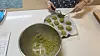 I shape a pistachio ball, which later resembles a small hedgehog after 25 minutes in the freezer. [WOO JI-WON]