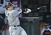 Hanwha Eagles infielder An Chi-hong is seen hitting a bat during a game against the Lotte Giants at Sajik Stadium in Busan on April 24. [YONHAP]